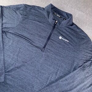TravisMathew Mens XXL Quarter Zip Pullover Heathered Navy Blue Accretive Logo